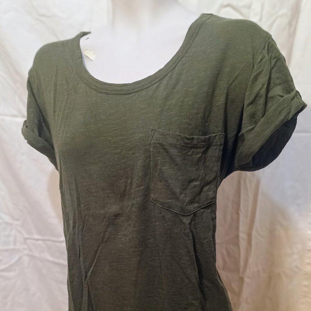 a.n.a. Olive Green Short Sleeve Top Pocket Tee